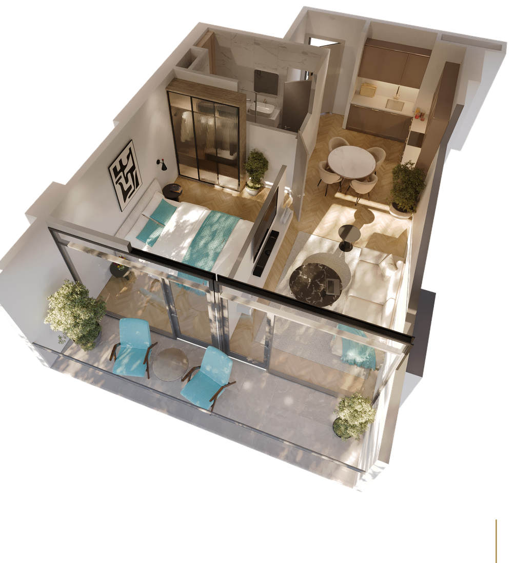 Grundriss 1 Schlafzimmer, 53,0 m², Reverance Living Batumi