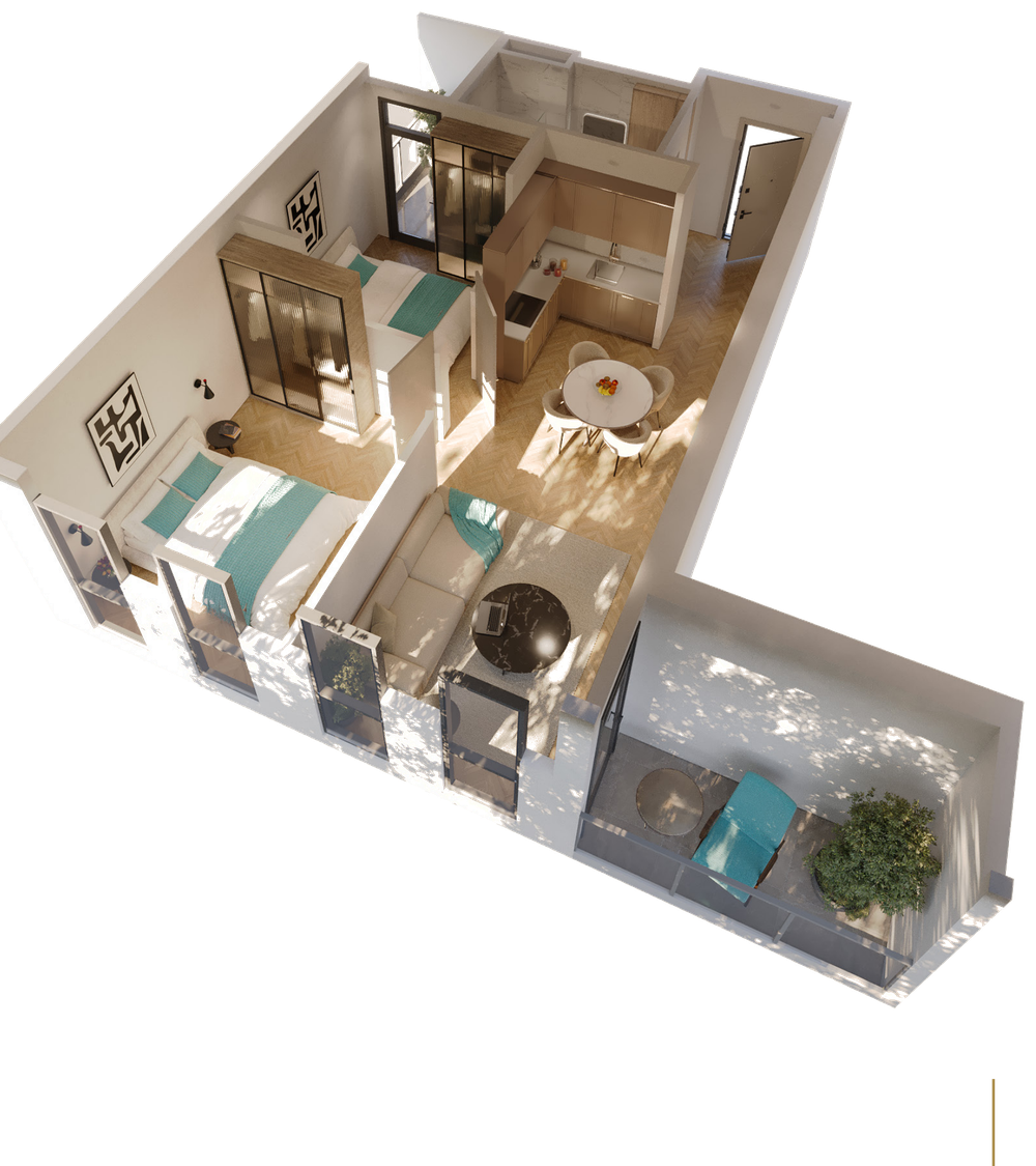 Grundriss 2 Schlafzimmer, 59,1 m², Reverance Living Batumi