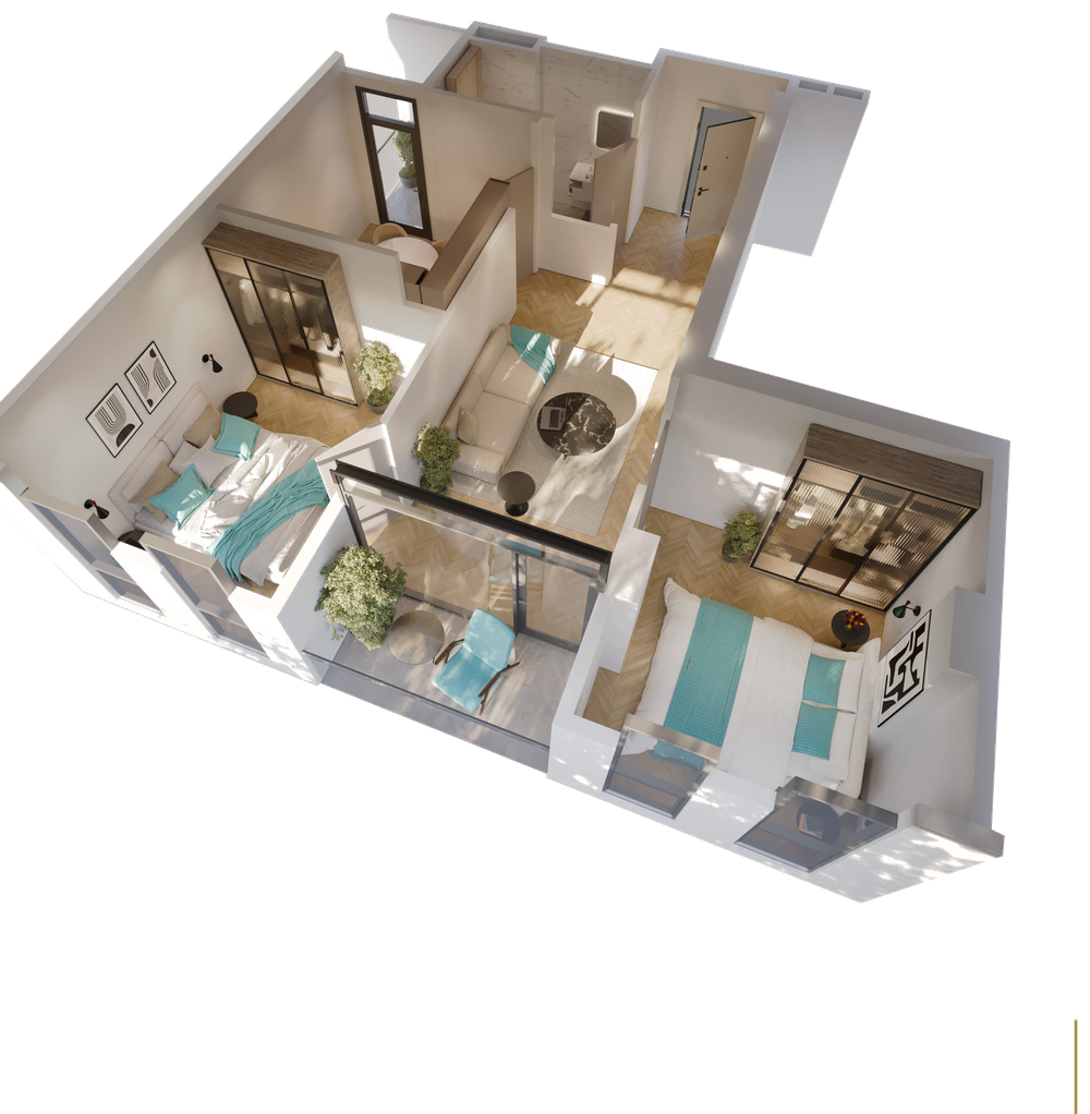 Grundriss 2 Schlafzimmer, 65,9 m², Reverance Living Batumi