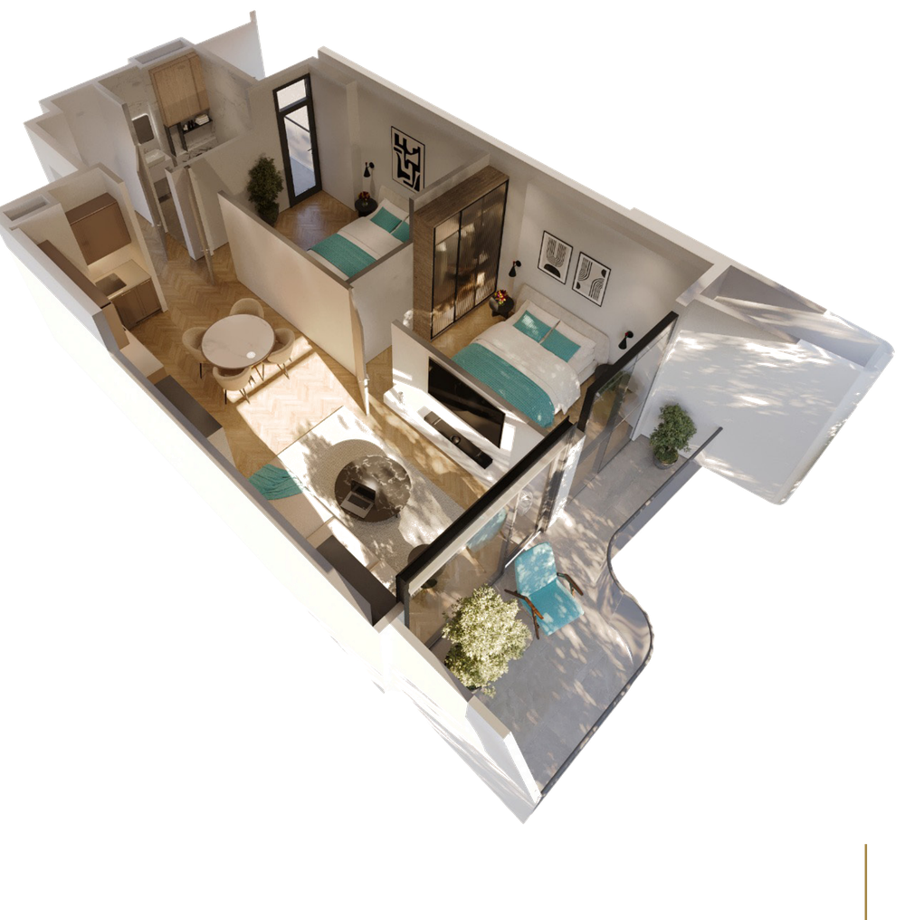 Grundriss 2 Schlafzimmer, 68,3 m², Reverance Living Batumi